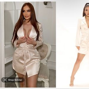 Fashion Nova Silk Blazer Dress- Champagne Size Large